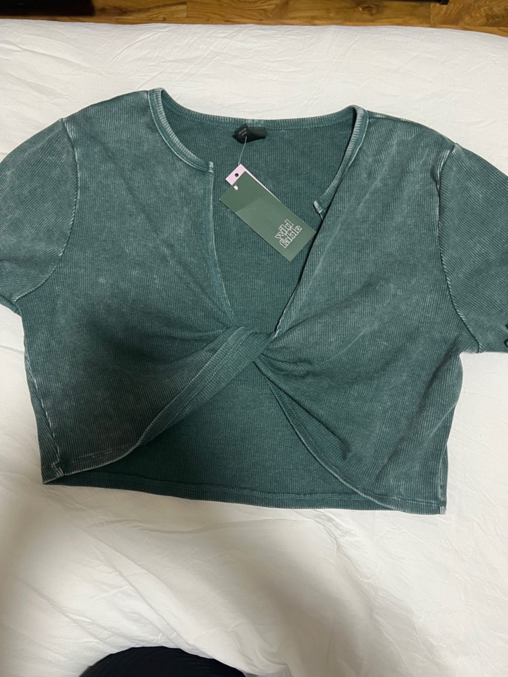 Willd Fable Twist-Front Ribbed Crop Top
